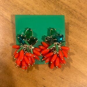 Clare V Vintage Gold/Red Strawberry Statement earrings